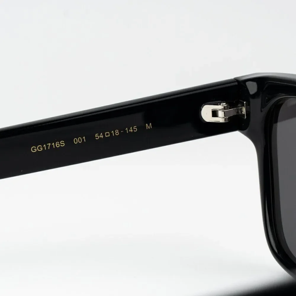 NEW Gucci GG1716S 001 Black Grey Square Unisex Sunglasses